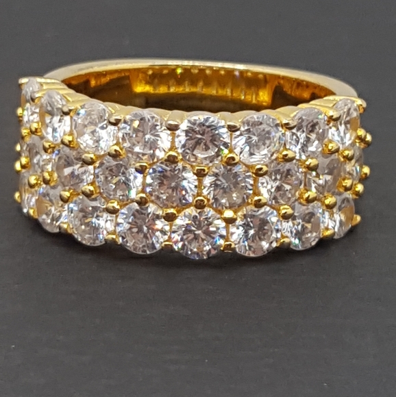 925 Silver 14k GP Cz DIA6.72g Sz7NWOT